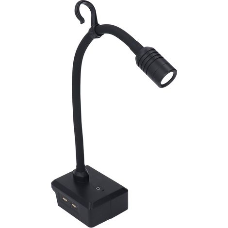 Lampe de travail LED sans fil, lampe flexible à col de cygne 3 modes, double port USB avec crochet, compatible batterie 20V (1/5)