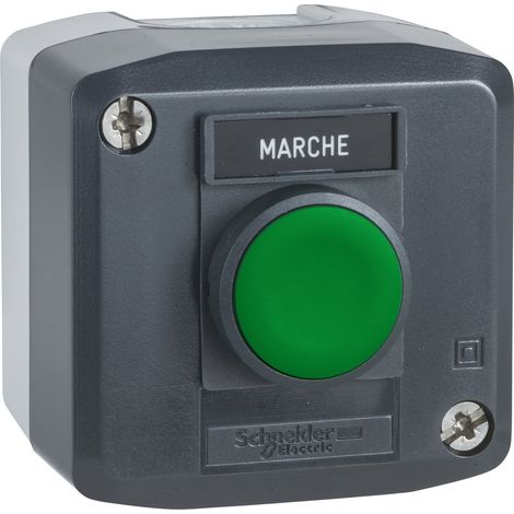 Harmony XAL - boite 1 bouton poussoir affleur vert Ø22 - 1F - étiquet 'MARCHE' (1/4)