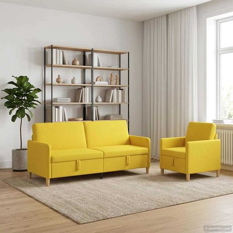 Teenpull – Sofa Set mit Stauraum 2 Stk. Helles Gelb Polyester (1/5)