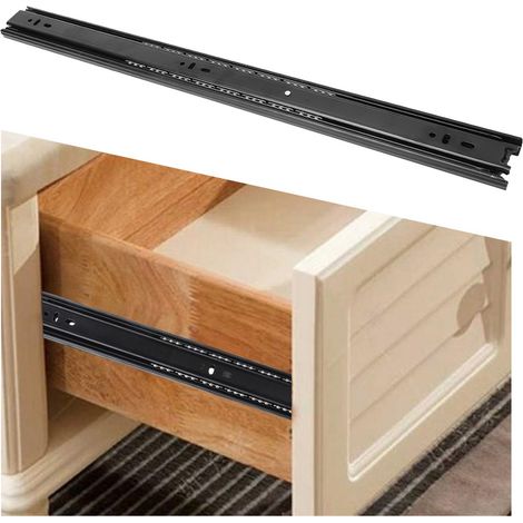 1 paire de glissières à billes en acier de 50,8 cm (20 pouces) pour tiroirs de placards de cuisine et de chambre à coucher, noires (1/5)