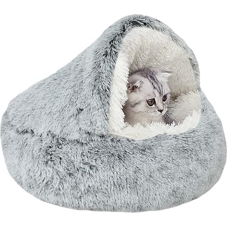Panier pour chat en forme de grotte lit douillet et moelleux pour animaux de compagnie nid confortable avec fond antidérapant et lavable 50cm (1/5)