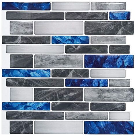 Selbstklebende Fliesenfolie tiefblaue Edelsteine 30 x 30 cm Mosaik-Stil Wandaufkleber Dekorative wasserdichte Folie für Bad- und Küchenwandfliesen (1/5)
