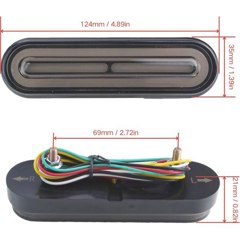 Rear lights for 10 to 80 V DC, suitable for electric vehicles and motorcycles, 60 LEDs, two-color sequential indicators. (1/4)