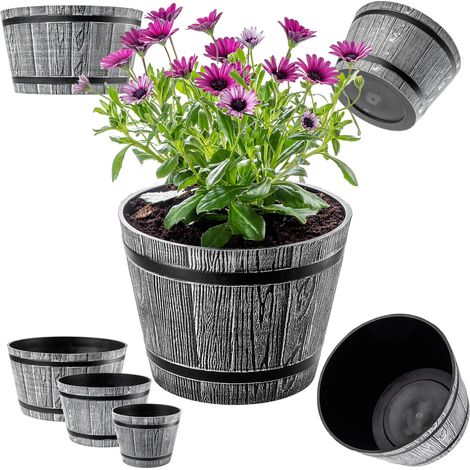 KADAX Blumentopf set, aus Kunststoff, runder, 23 cm + 30 cm + 40 cm, Hellgrau (1/5)