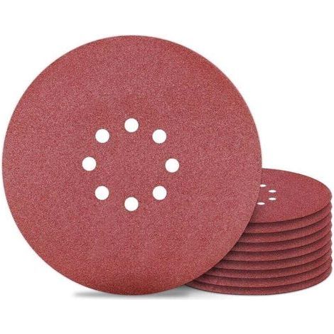 Disque Abrasif 225mm Grain 120 8 Trous pour Ponceuse Murale Lot de 10 Pièces (1/4)