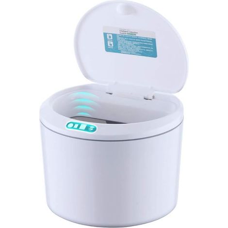 Poubelle à Capteur de Bureau, Mini Corbeille Automatique sans avec Couvercle Poubelle électrique à Induction Intelligente pour Bureau, Table de Chevet, Bar à café (1/5)