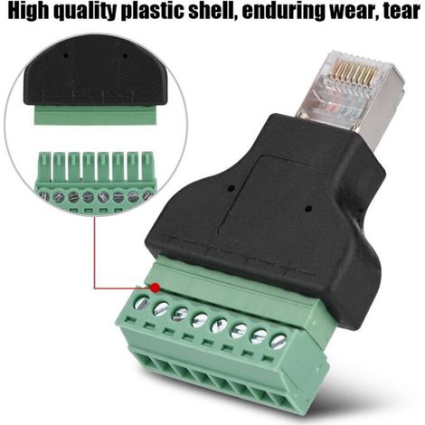 Adaptateur de borne à vis Connecteur Ethernet DVR RJ45 Joue mâle à 8 broches Connecteur de borne à vis (1/4)