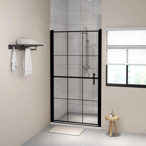 Porte de douche en verre trempé 100 x 178 cm noir (1/5)