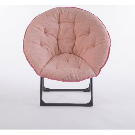 ELVMI Sillón Papasan Plegable con Asiento Acolchado y Patas Antideslizantes de Tela y Metal Rosa (1/5)