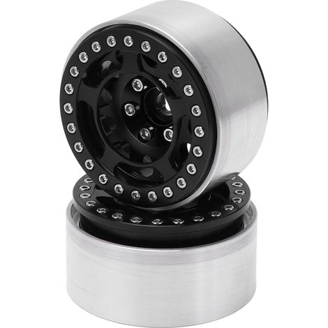 2 pièces moyeu de roue en alliage d'aluminium, haute résistance à l'usure, usiné CNC, 1.9 pouce, pour voiture radiocommandée, noir (1/5)
