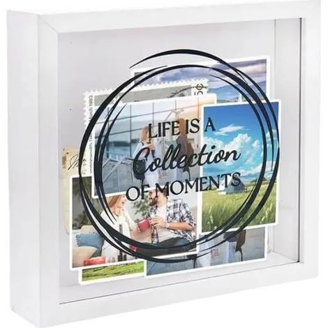 Boîte de rangement en bois pour photos 20,3 x 20,3 cm Blanc (1/5)