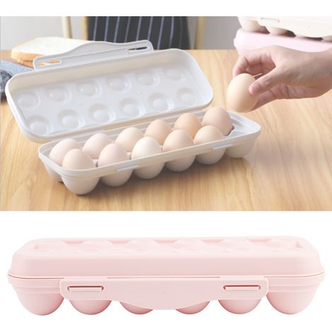 Boîte de rangement empilable pour œufs en plastique de grande capacité (rose) (1/5)