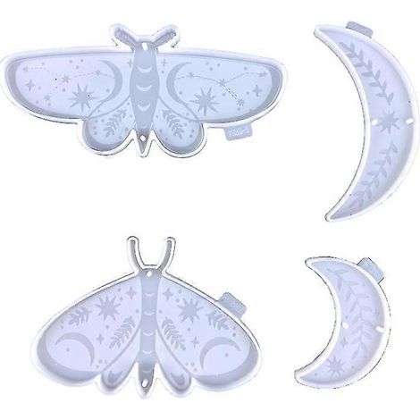 Moule en silicone pour la fabrication de bijoux en résine, papillon et lune, pour décoration murale. (1/5)