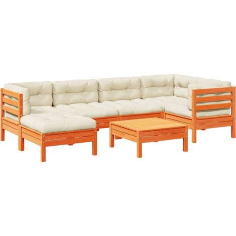 Maison Exclusive - Set de sofás jardín 7 pzas con cojines madera (1/5)