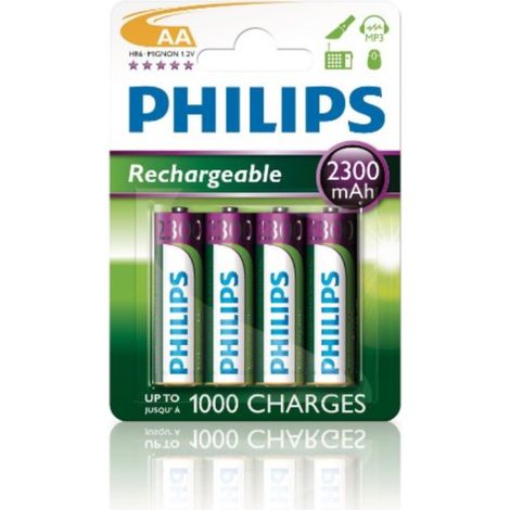 Pila recargable Philips AA 2300mAh 4 unidades