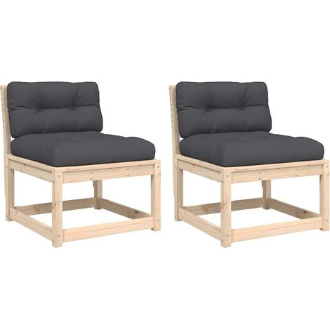 Maison Exclusive - Sofás de jardín con cojines 2 uds madera maciz (1/5)