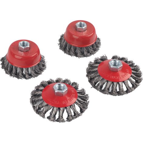 Ortviai Brosse métallique 4 pouces et 3 pouces M14 – Lot de 4 (2 disques + 2 bols) en acier inoxydable (1/5)