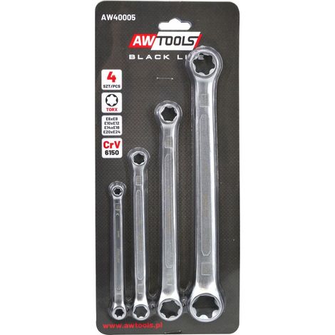 AWTOOLS KLUCZ OCZKOWY TORX E6-E24 4cz. BLACK LINE