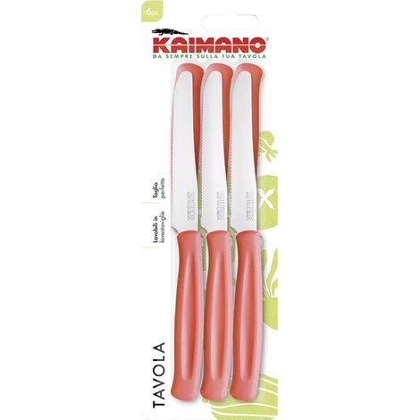 COLTELLO DA TAVOLA SEGHETTATO manico rosso  - KAIMANO