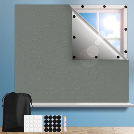 Rideaux occultants pour chambre à coucher, rideaux occultants temporaires pour fenêtres, stores occultants portables pour bébé en camping-car, gris clair 100 × 145 cm (1/5)