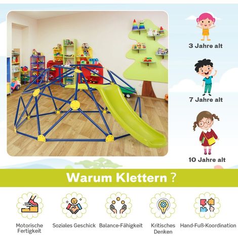 Dôme d'escalade vert pour enfants avec toboggan, structure en acier et plateforme résistante aux intempéries pour jardin et parc (1/5)