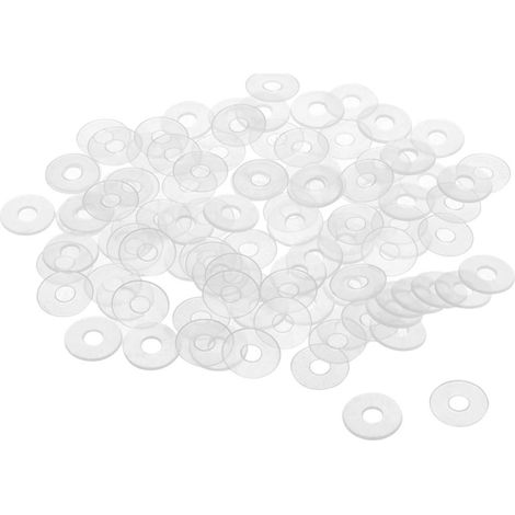 Rondelle Nylon Plat Joint Étanchéité M4 13mm OD 4mm ID 1mm Épaisseur pour Robinet Tuyau Eau Transparent Paquet de 100 (1/4)