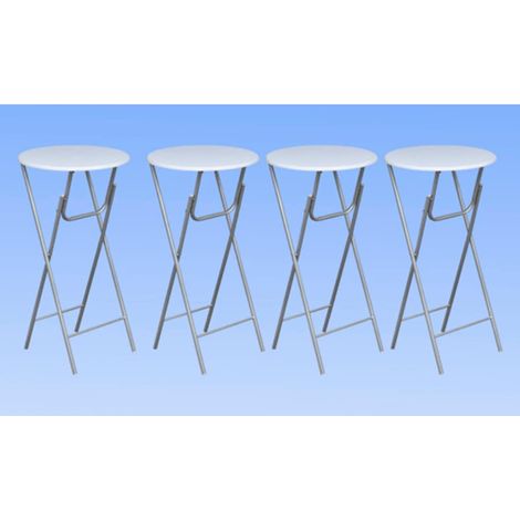 vidaXL Mesas altas plegables 4 unidades MDF blancas (1/2)
