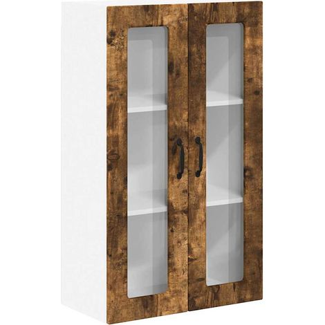 Meuble mural de cuisine，Armoire de cuisine avec porte Chêne fumé 60 x 31 x 100 cm CFW30449 (1/5)