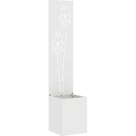 Paravent de jardin blanc à motif floral 32 x 150 cm (1/5)