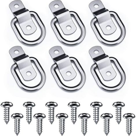 Lot de 6 anneaux de fixation et 12 vis, adaptés à la fixation de chargements sur bateaux, remorques et bateaux-voitures. (1/5)