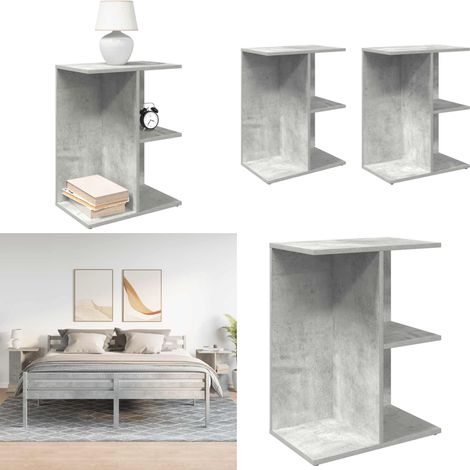 vidaXL Nachttische 2 Stk. Betongrau 46,5x29x61 cm Holzwerkstoff