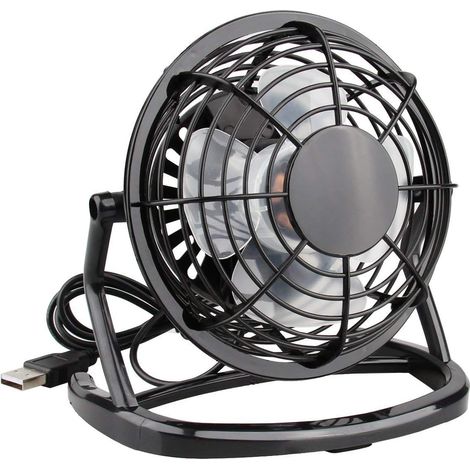1 Mini ventilateur, USB, rotation 360°, plastique, bureau (1/5)
