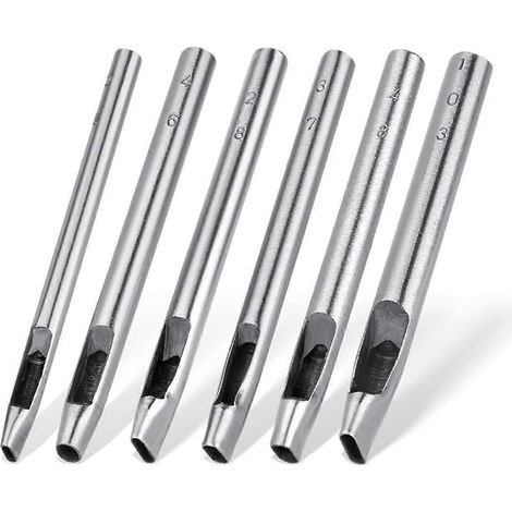 Set di 6 punzoni ovali di diverse dimensioni per la lavorazione della pelle, da 6 mm a 10 mm, per lavori in pelle. (1/5)