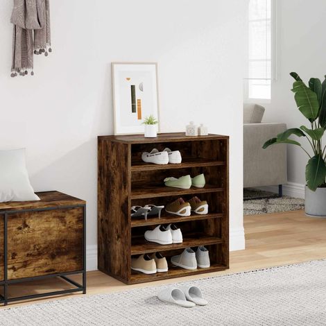 Meuble à chaussures avec étagères en bois d’ingénierie chêne fumé 60 x 35 x 70 cm, 20kg - PANGIVO (1/5)