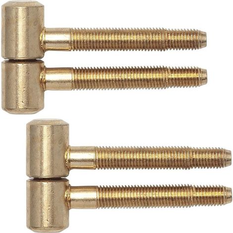 2 pièces charnière, métal laitonné, ø 16 mm, pour porte intérieure bois, rénovation (1/4)