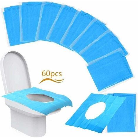 60 Pcs Disposable Toilet Seat Protectors, Antibacterial, Travel-Friendly, Individually Wrapped (1/4)
