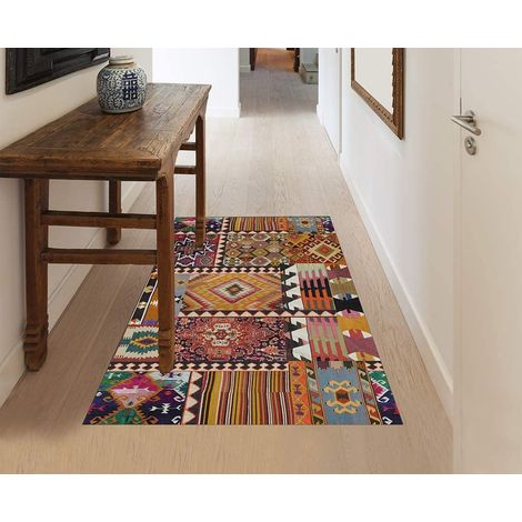 Vilber, Bohemian Kilim, Tappeto, Multicolore (Rosso/Nero/Blu), 75 x 120 x 3 cm