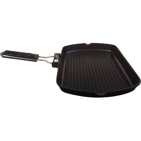 Bistecchiera Antiaderente per arrostire griglia Carne piastra pesce e Verdure 36x26cm Induzione Gas Elettrico vetro Manico Salvaspazio No PFAS (1/5)