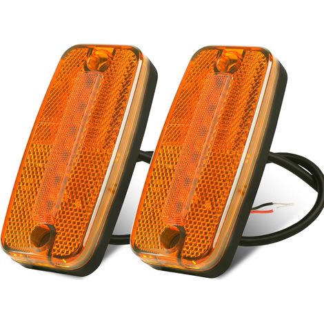 2 x Feux de position latéraux pour remorque à LED jaunes, 12V/24V feux de position avant pour camion avec réflecteur pour camping-cars, fourgonnettes, bateaux, camions, caravanes (1/5)