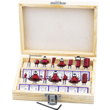 15 Stück 6,35 mm Fräser, Holzbearbeitungsfräser, Nutfräser, Hartmetallfräser, Holzbearbeitungsfräser, elektrische Fräser (1/5)