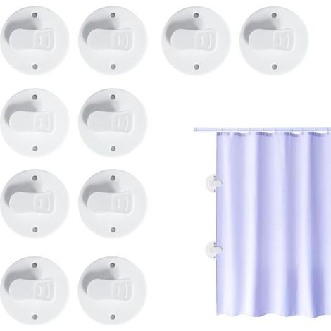 Lntyq 10 Stück Duschvorhang-Clips, selbstklebende Duschvorhang-Clips, Duschvorhang-Clips, Badezimmer-Zubehör, Spritzschutz-Vorhang-Clips, Vorhangklemme (1/5)