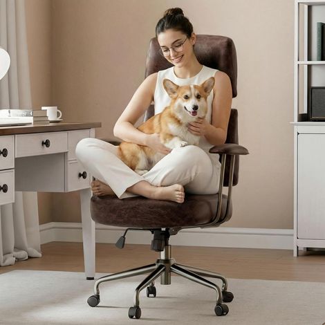 Fauteuil de bureau ergonomique en cuir microfibre, grand et confortable, style gamer exécutif avec appui-tête réglable et accoudoirs rembourrés. (1/5)