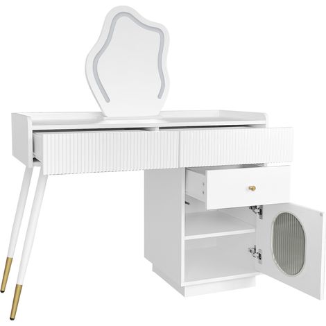 Tocador blanco con espejo LED MODENUIT 100 x 75 x 40 cm de aglomerado (1/5)