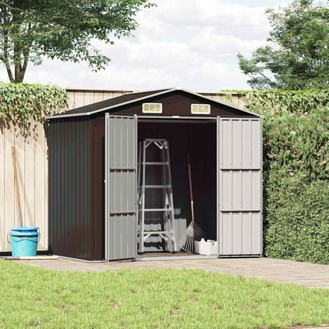 Maison Exclusive - Cobertizo de jardín acero galvanizado marrón 2