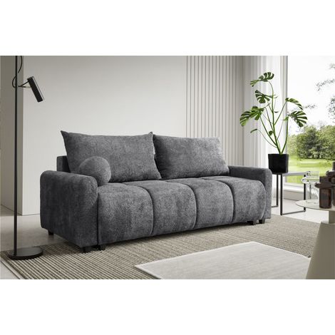 Sofa 3-Sitzer mit Schlaffunktion GIANA Stoff Soft Grau