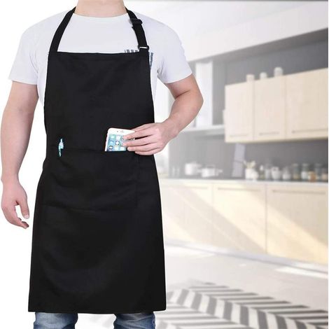 Tablier, 70 x 90 cm, 100% Tablier de Cuisine en Coton avec Cou réglable Sangle, qualité Professionnelle Tablier BBQ (1/4)