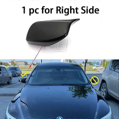 Außenspiegelkappe in Carbonfaser-Optik, schwarz, passend für BMW 5er E60 E61 E63 E64 (2004–2008) 520i 525i 528i 528xi 530i – 1 Stück, rechts, schwarz
