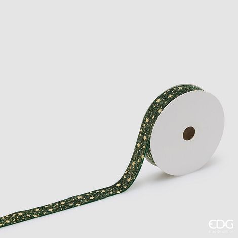EDG Enzo De Gasperi Nastro Stelle Green Gold 2,2 cm x 10 m – Decorazione di Natale (1/2)