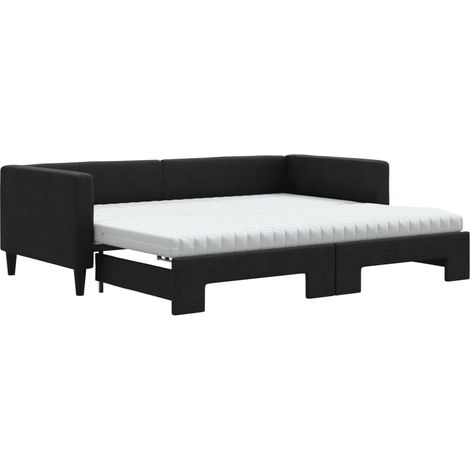 Maison Exclusive - Lit de jour avec gigogne et matelas noir 90x200 cm tissu