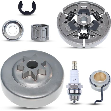Kit de roulement de pignon de tambour d'embrayage 3/8" 7T Adefol pour Stihl MS290 MS390 029 039 MS310 Tronçonneuse Pièce de rechange avec rondelle de pignon d'embrayage, clip en E, roue vis sans fin,